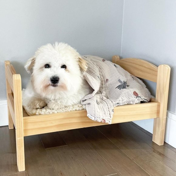 IKEA DUKTIG Pet bed with bedlinen set, pine/multicolor